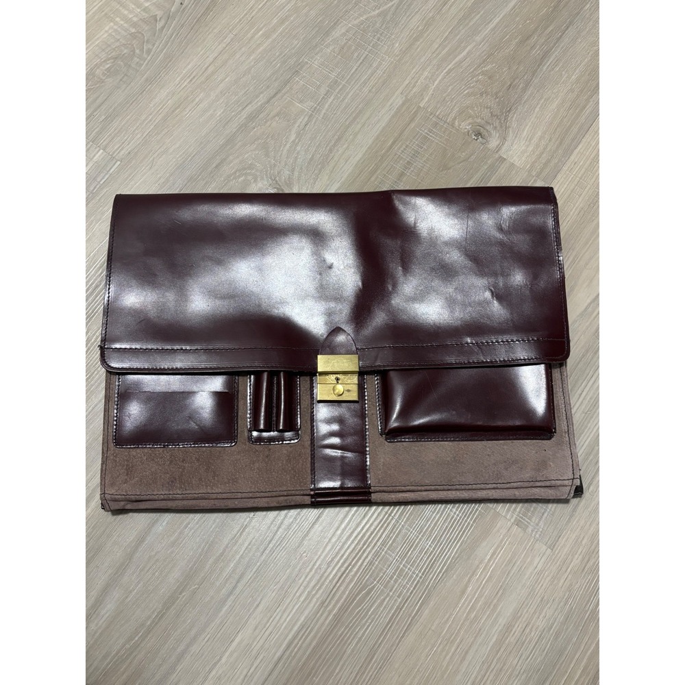 Vintage Lion Leather Prods Burgundy Saddle Leather Portfolio Briefcase USA Made